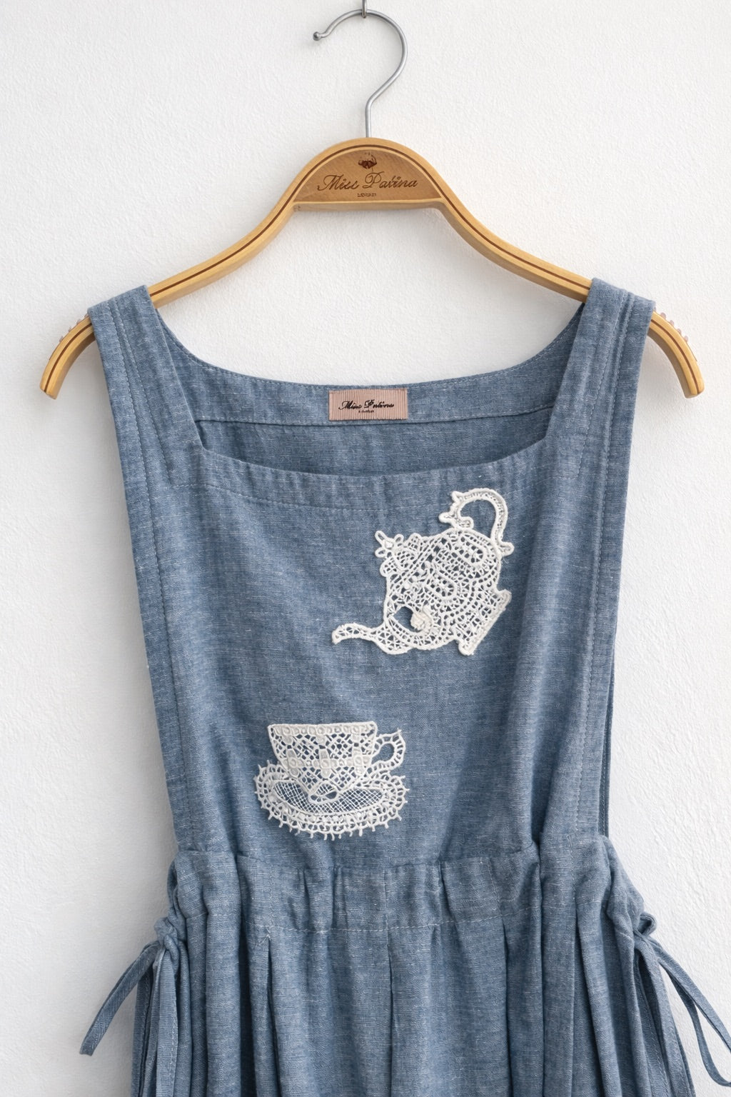 Tea Time Linen Pinafore Dress (Blue)