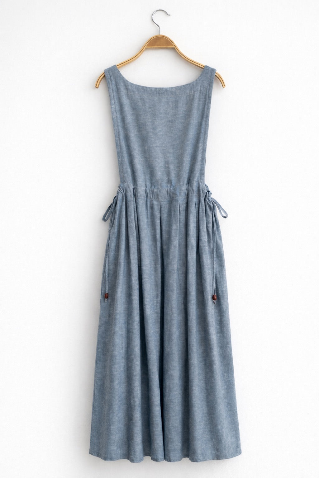 Tea Time Linen Pinafore Dress (Blue)