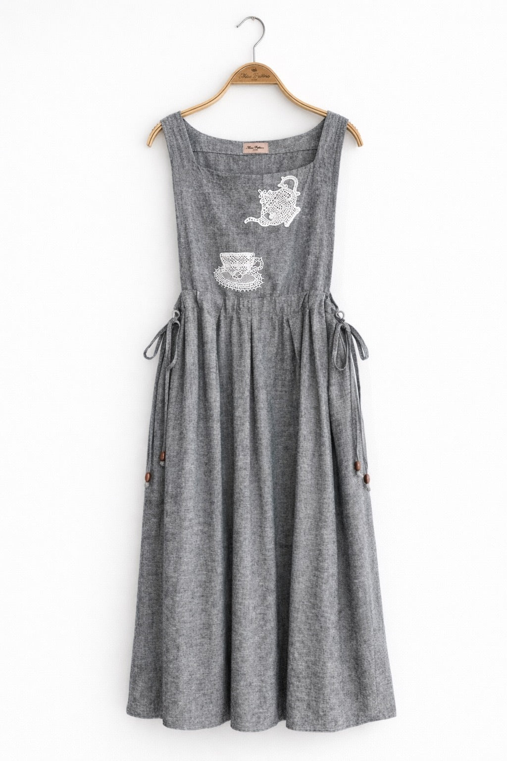 Tea Time Linen Pinafore Dress (Flecked Grey)