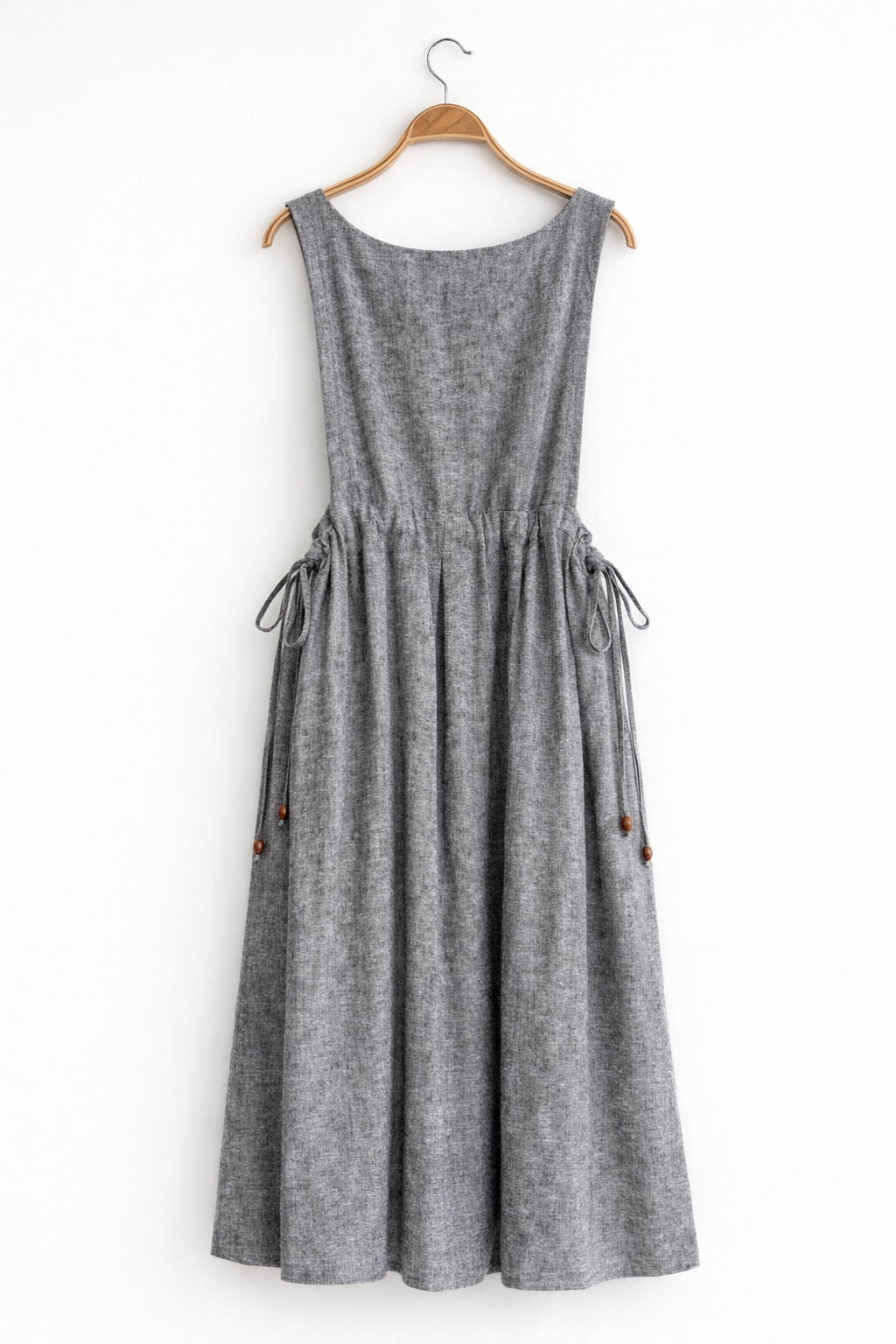 Tea Time Linen Pinafore Dress (Flecked Grey)