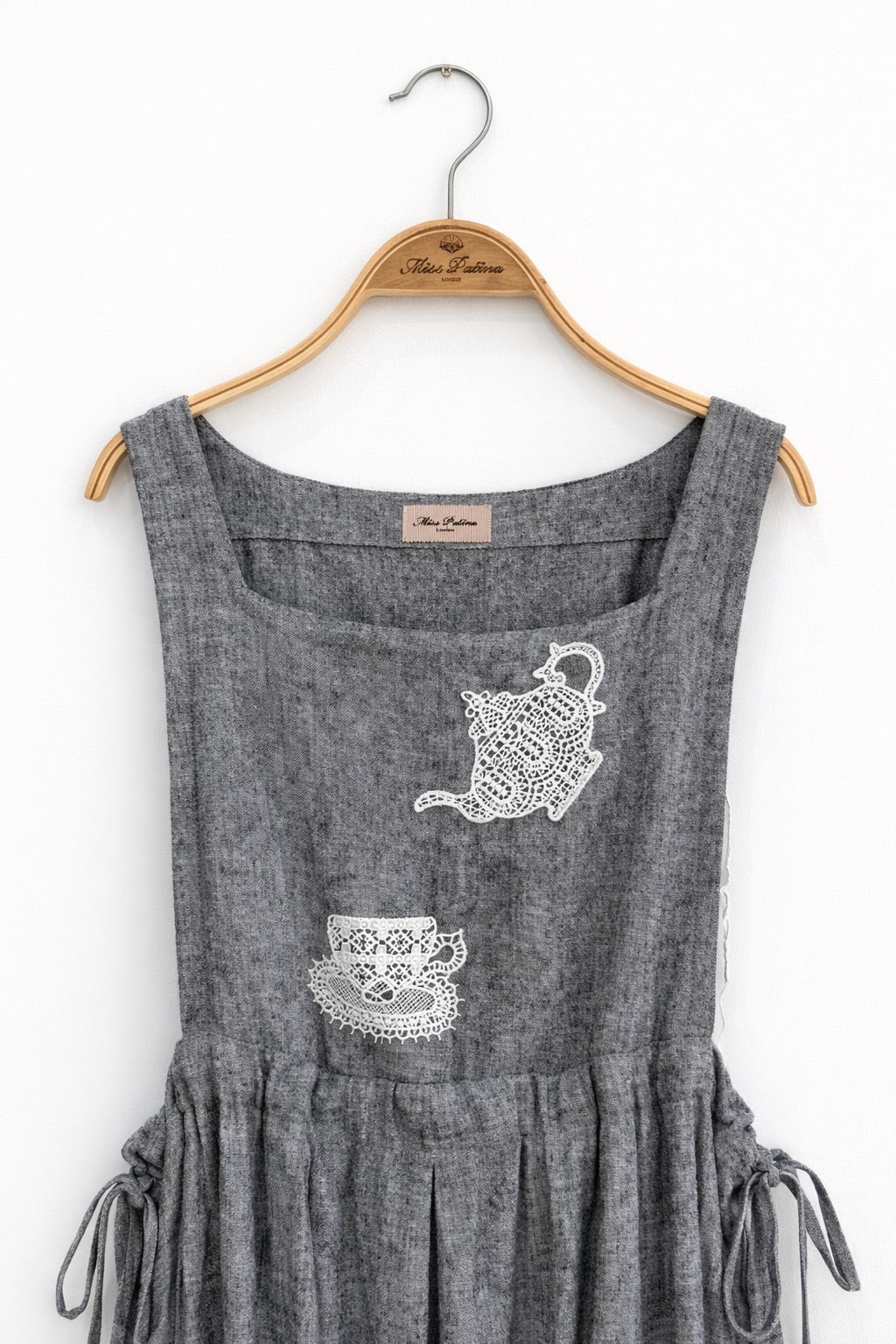 Tea Time Linen Pinafore Dress (Flecked Grey)