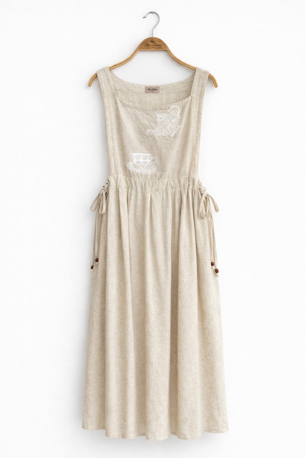 Tea Time Linen Pinafore Dress (Victorian Cream)