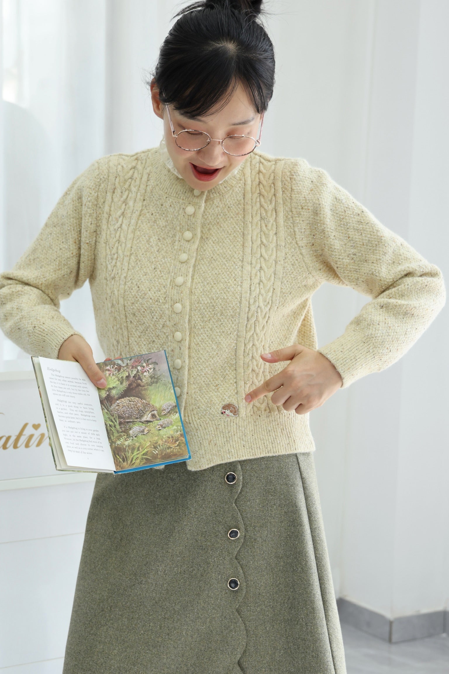 Vanilla Cream Hedgehog Cardigan (Butter)