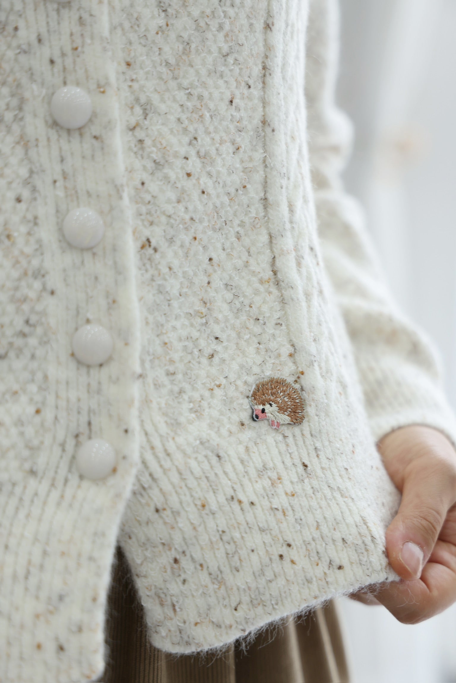 Vanilla Cream Hedgehog Cardigan(Cream)