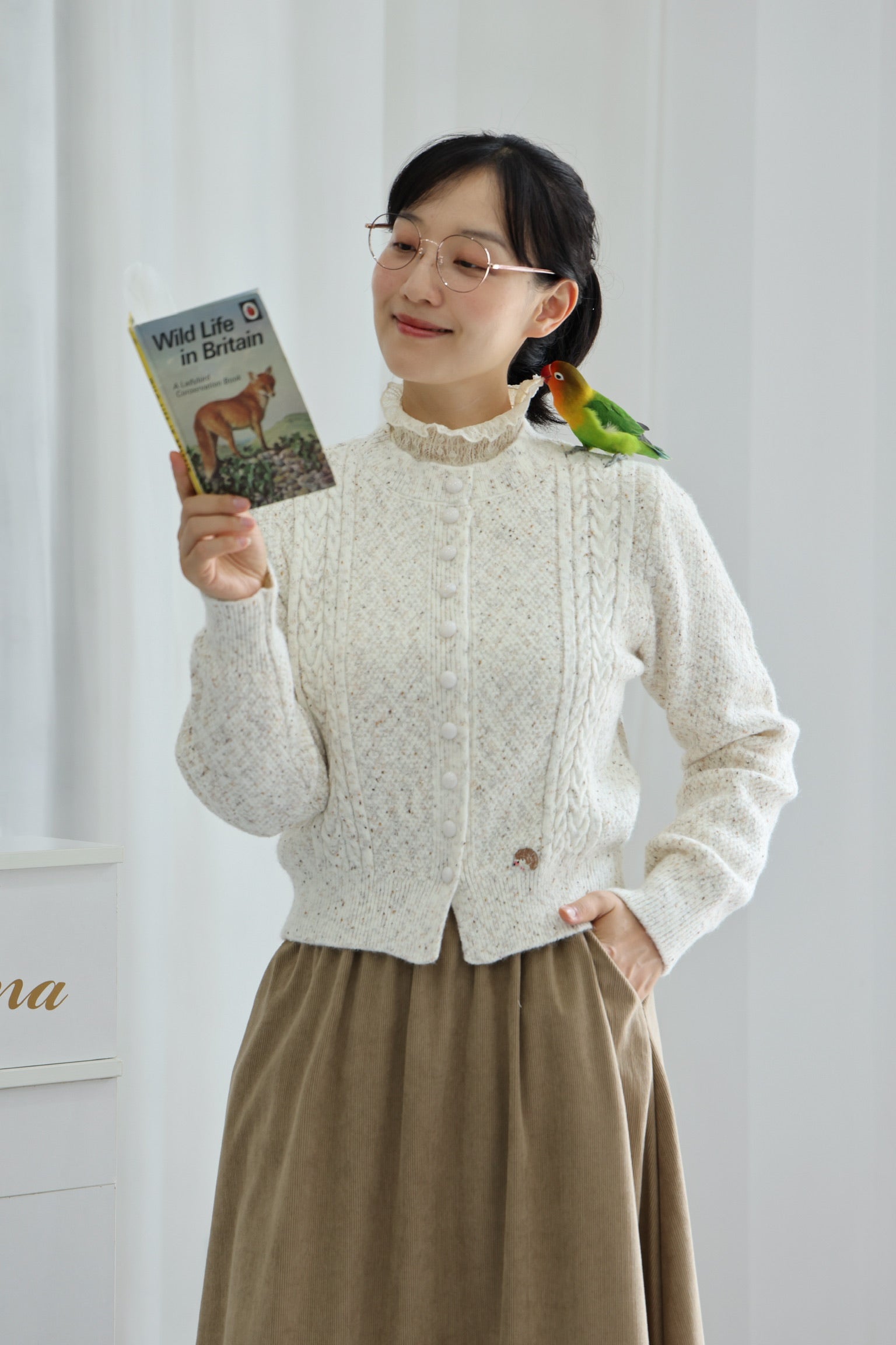Vanilla Cream Hedgehog Cardigan(Cream)