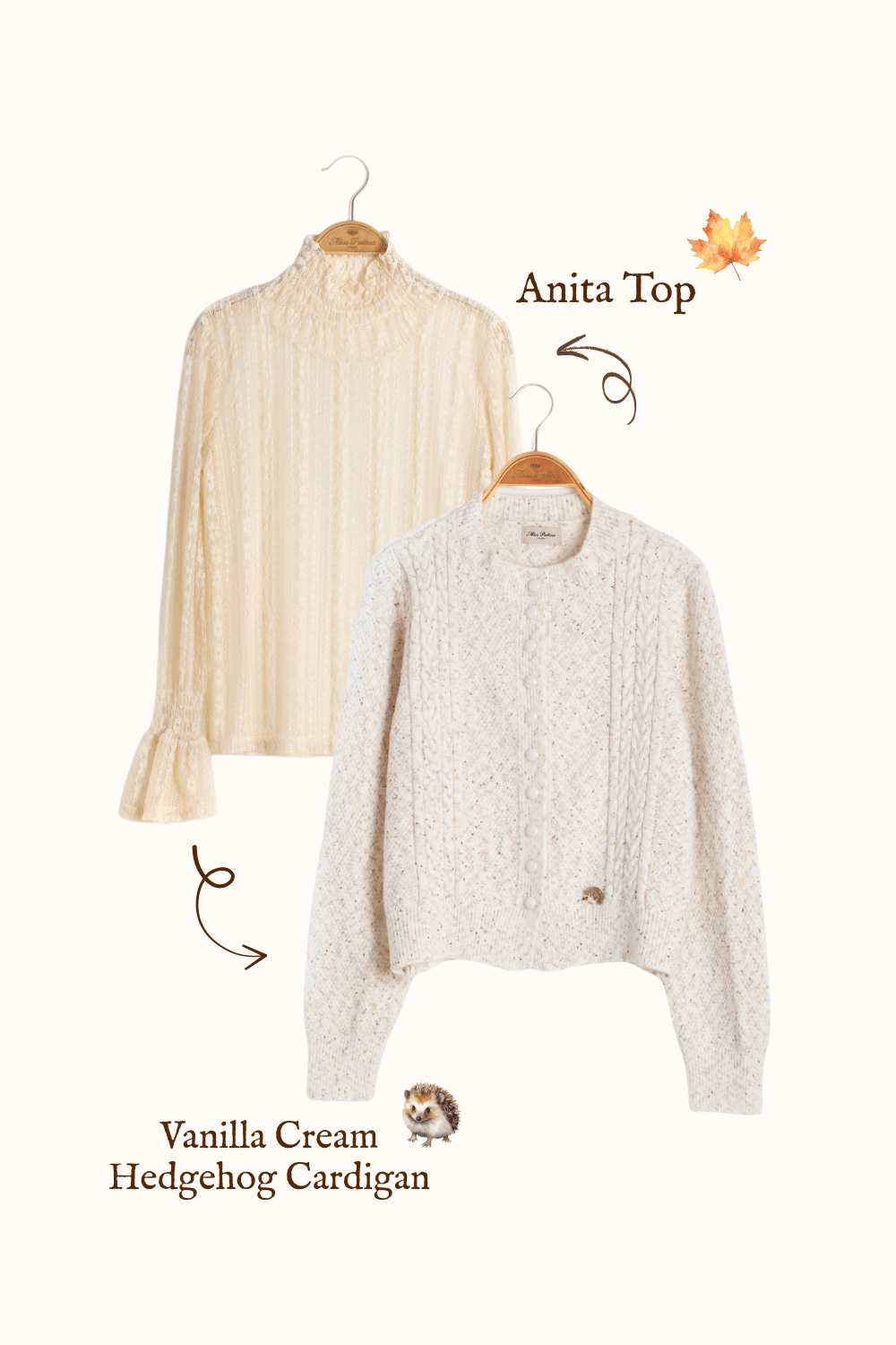 Vanilla Cream Hedgehog Cardigan(Cream)