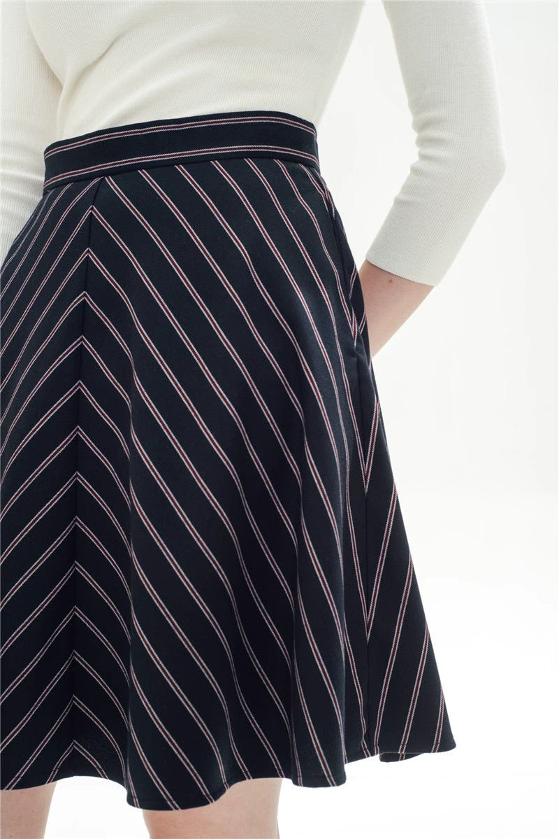 Varsity Stripe A-Line Midi Skirt