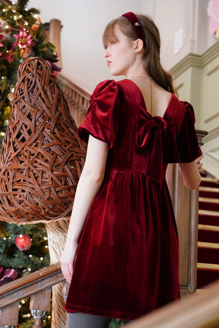 Velvet Cherry Bow Dress