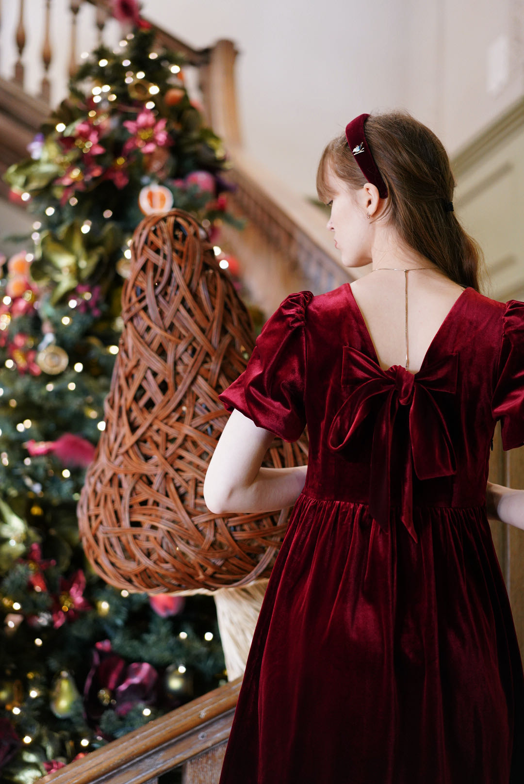 Velvet Cherry Bow Dress