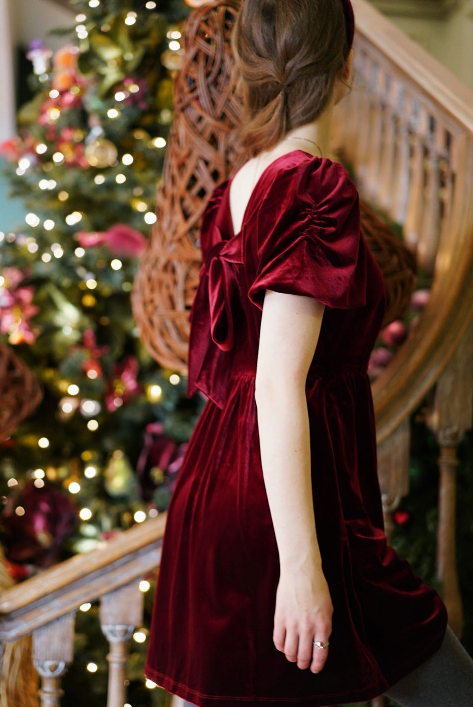 Velvet Cherry Bow Dress