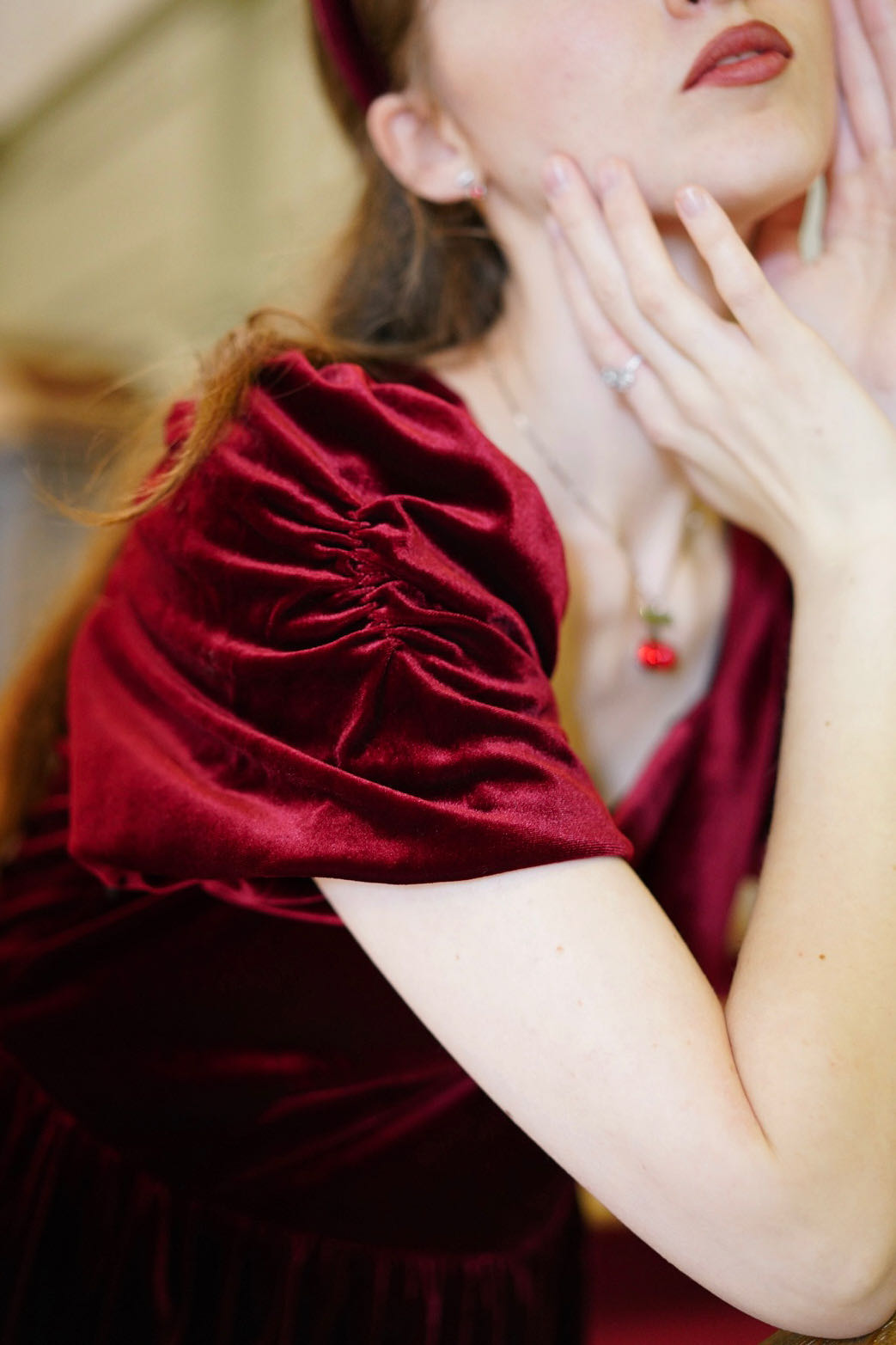 Velvet Cherry Bow Dress