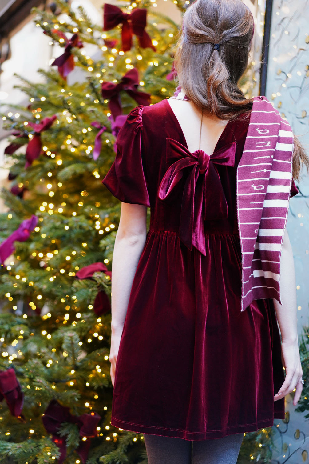 Velvet Cherry Bow Dress