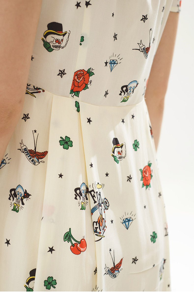 Whimsical Ditsy Print Short Sleeve Mini Dress
