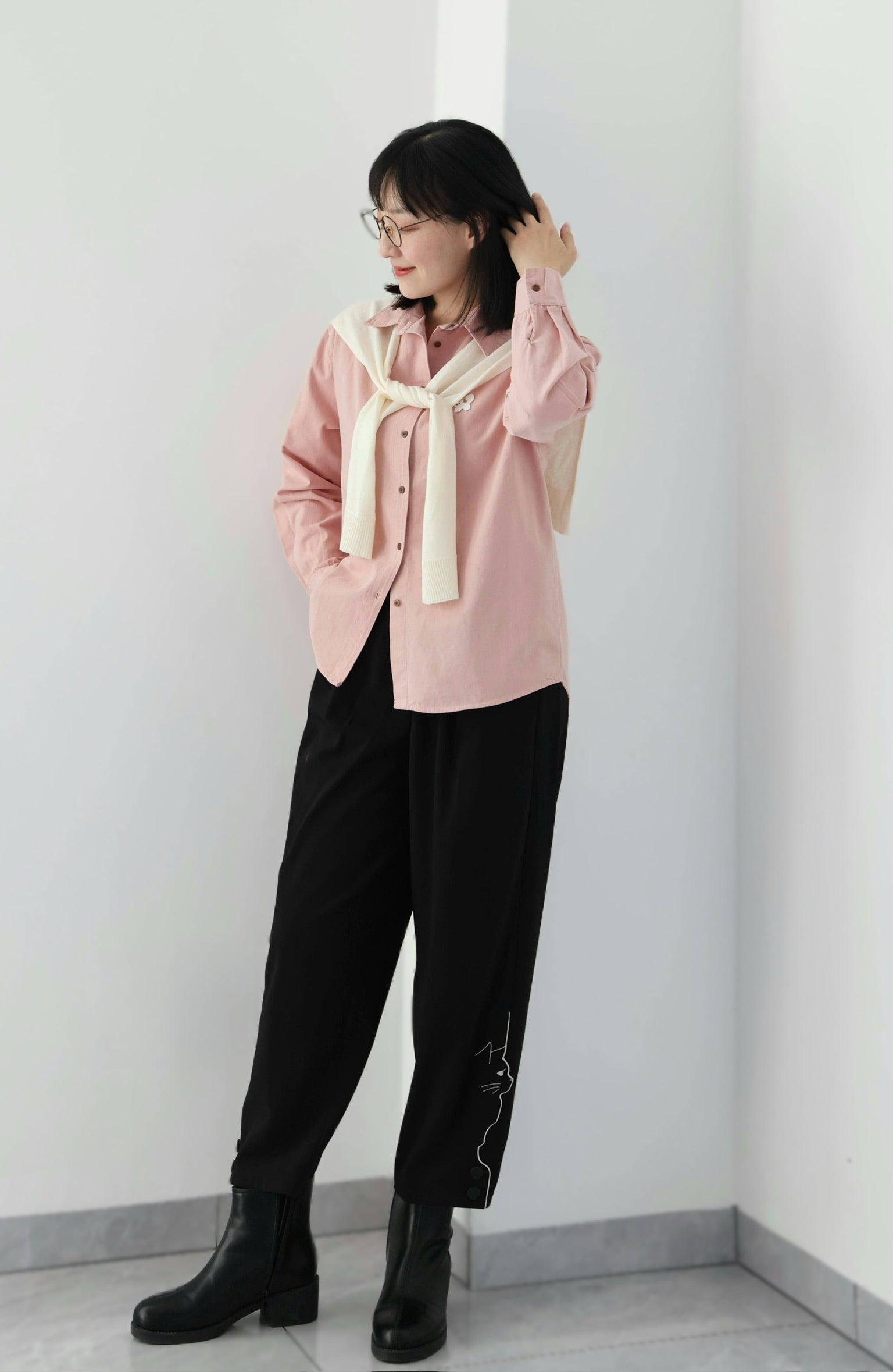 Whisker Kitty Cotton Shirt (4 Colours)