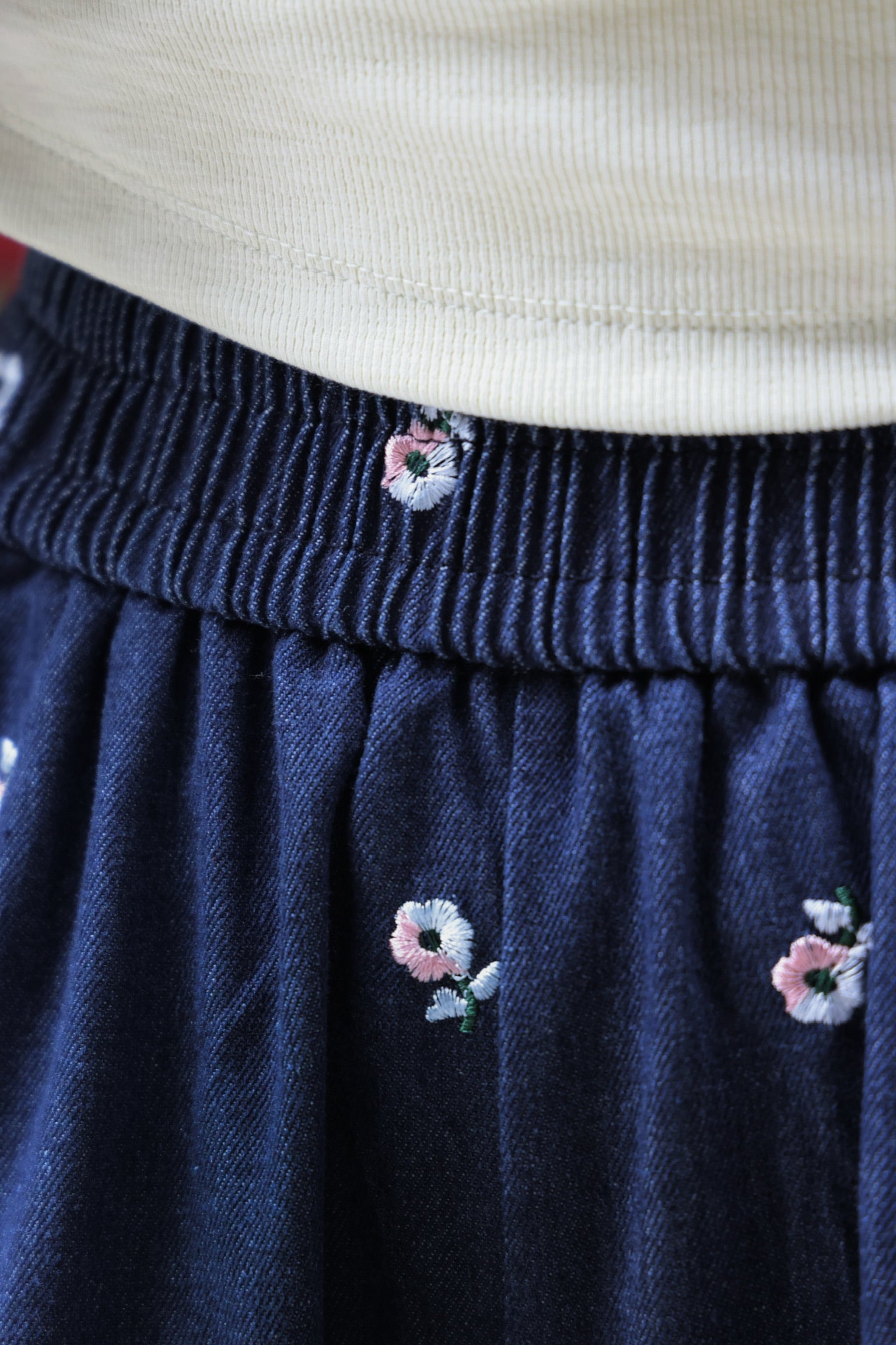 Wild Flowers Denim Wide-Leg Trousers