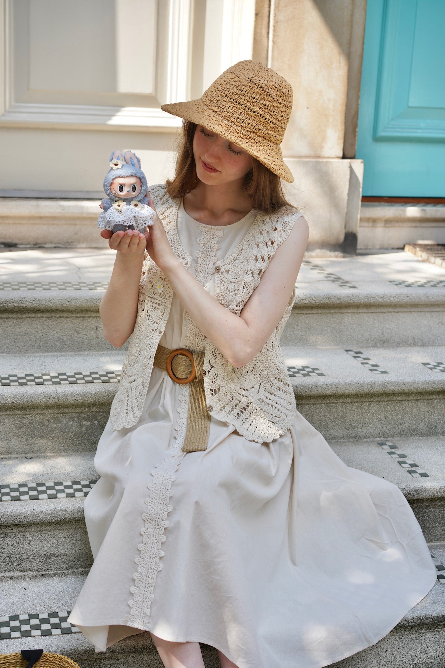 cotton cottage dress Daisy - Cottagecore, Peasant Dress, Vintage Inspired, Linen Mini, Summer Dress, Puff Sleeve