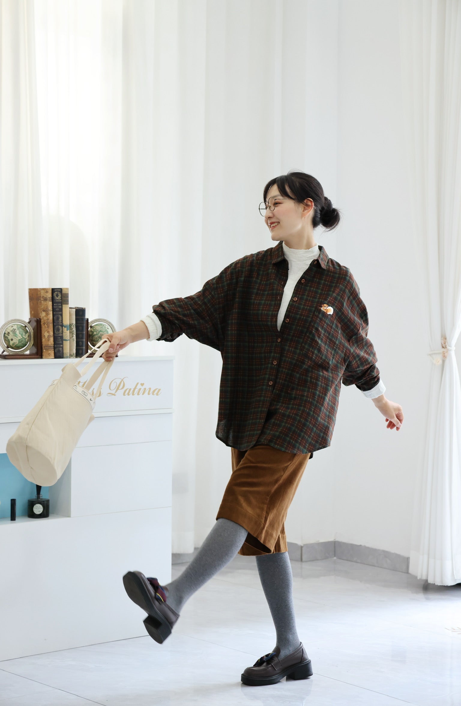 Woodland Boyfriend Oversized Shirt (Green Brown)