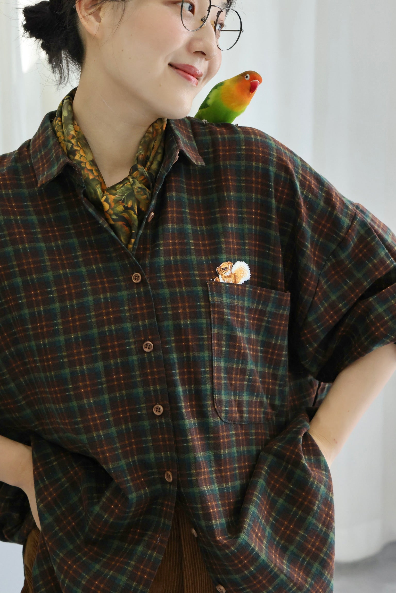 Woodland Boyfriend Oversized Shirt (Green Brown)