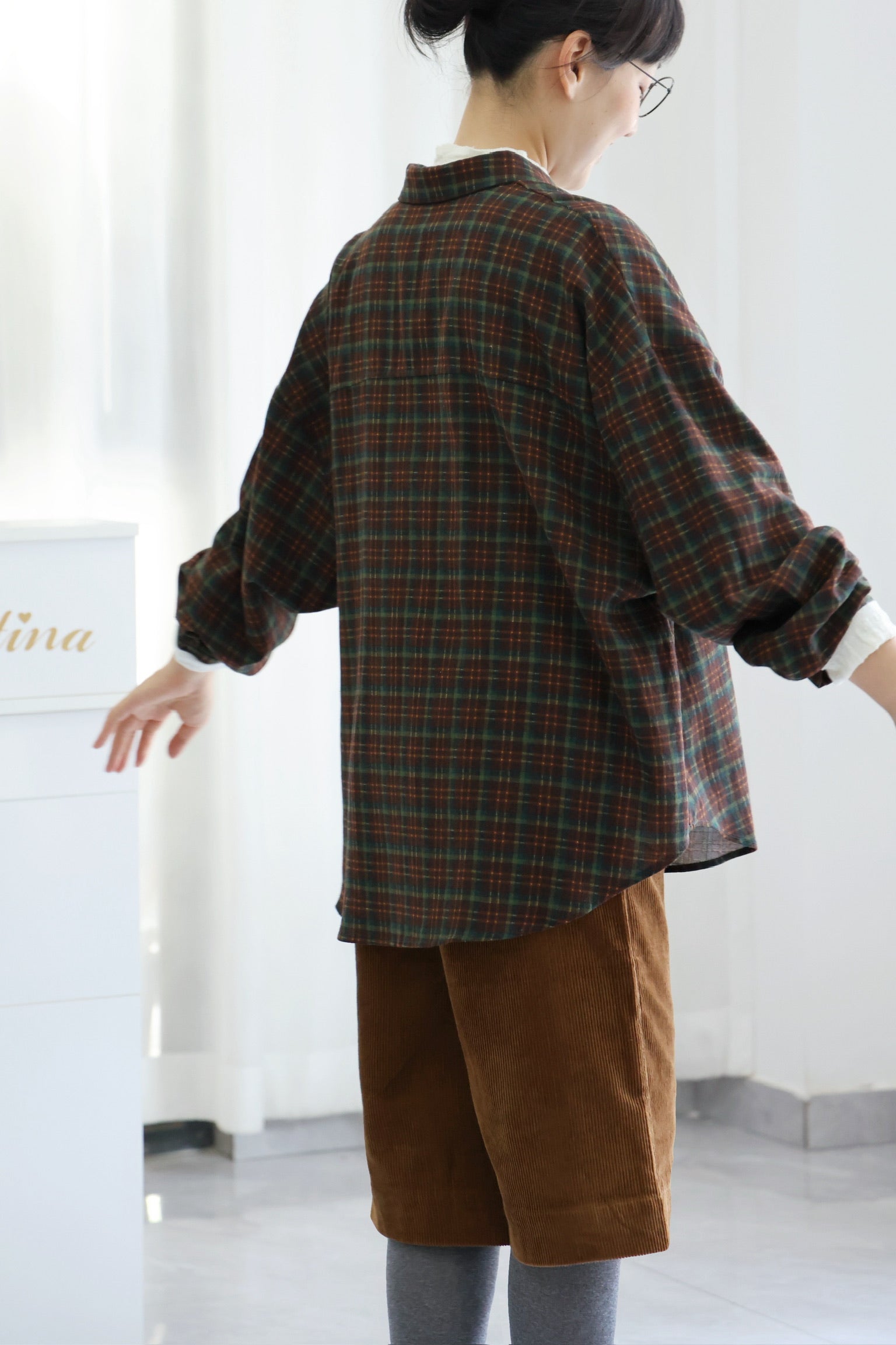 Woodland Boyfriend Oversized Shirt (Green Brown)