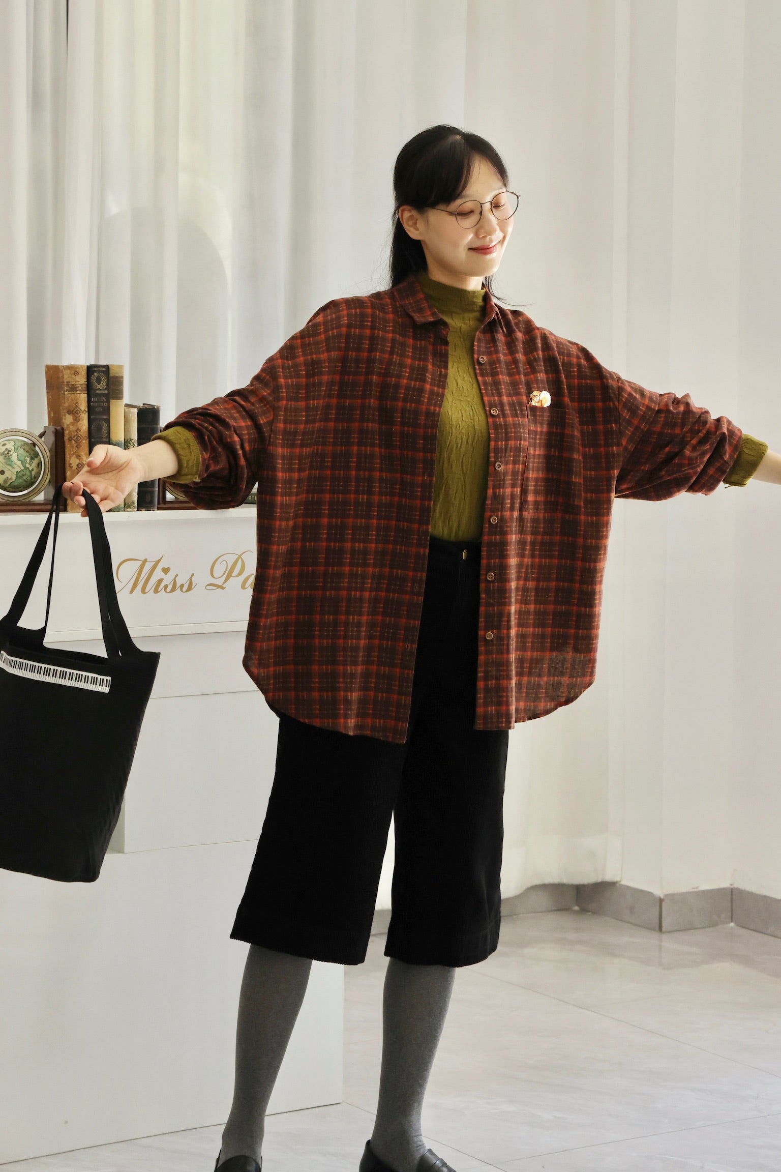 Woodland Boyfriend Oversized Shirt (Orange Brown)
