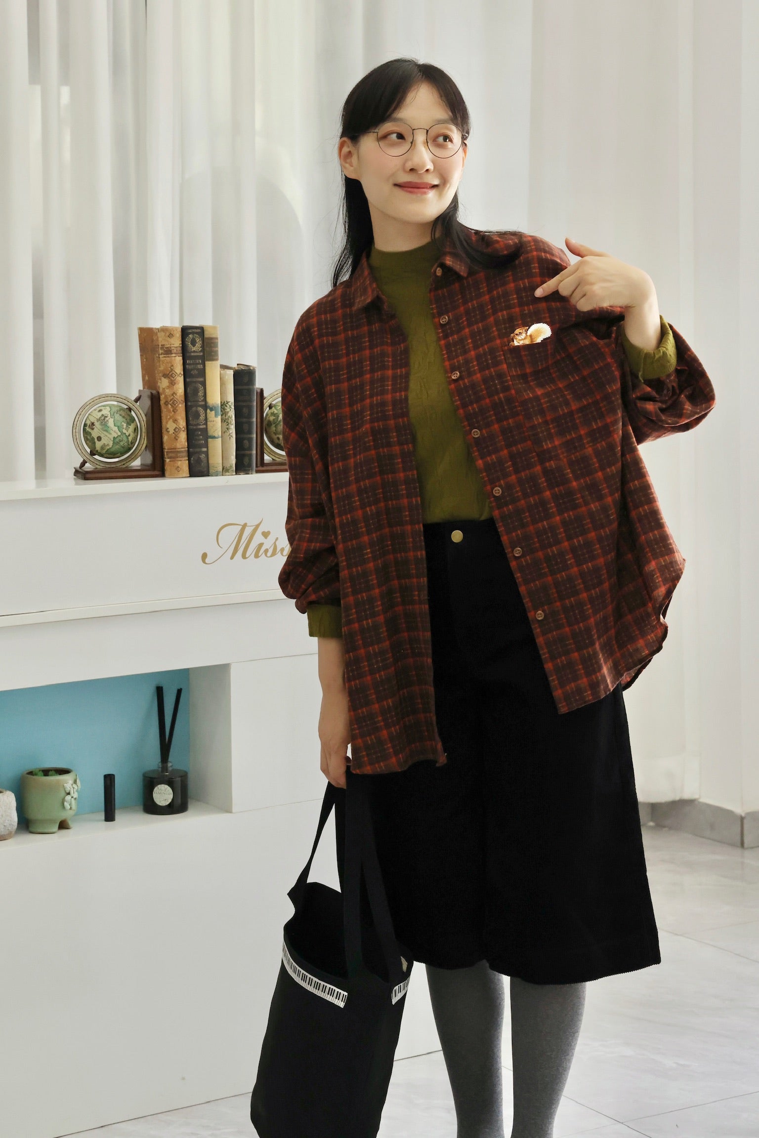 Woodland Boyfriend Oversized Shirt (Orange Brown)