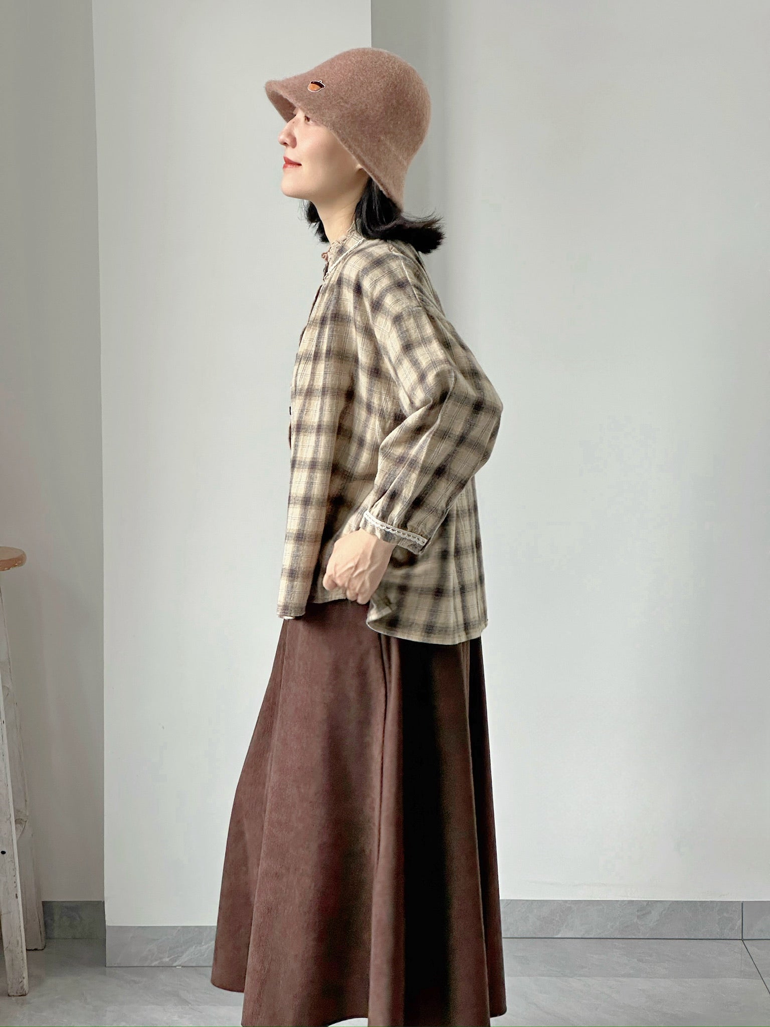 Curious Squirrel Corduroy Skirt (Chocolate Mocha)