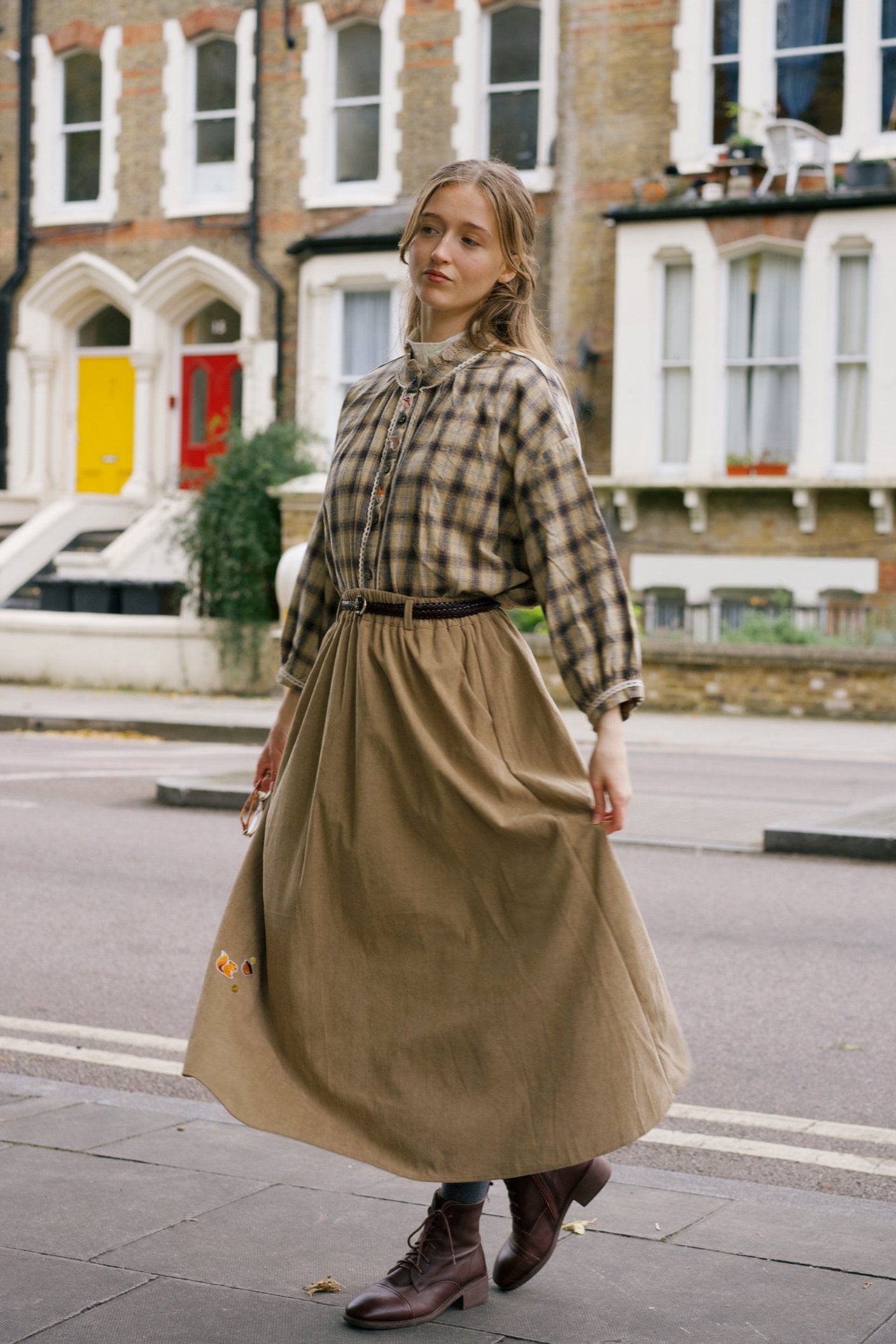 Curious Squirrel Corduroy Skirt (Caramel Latte)