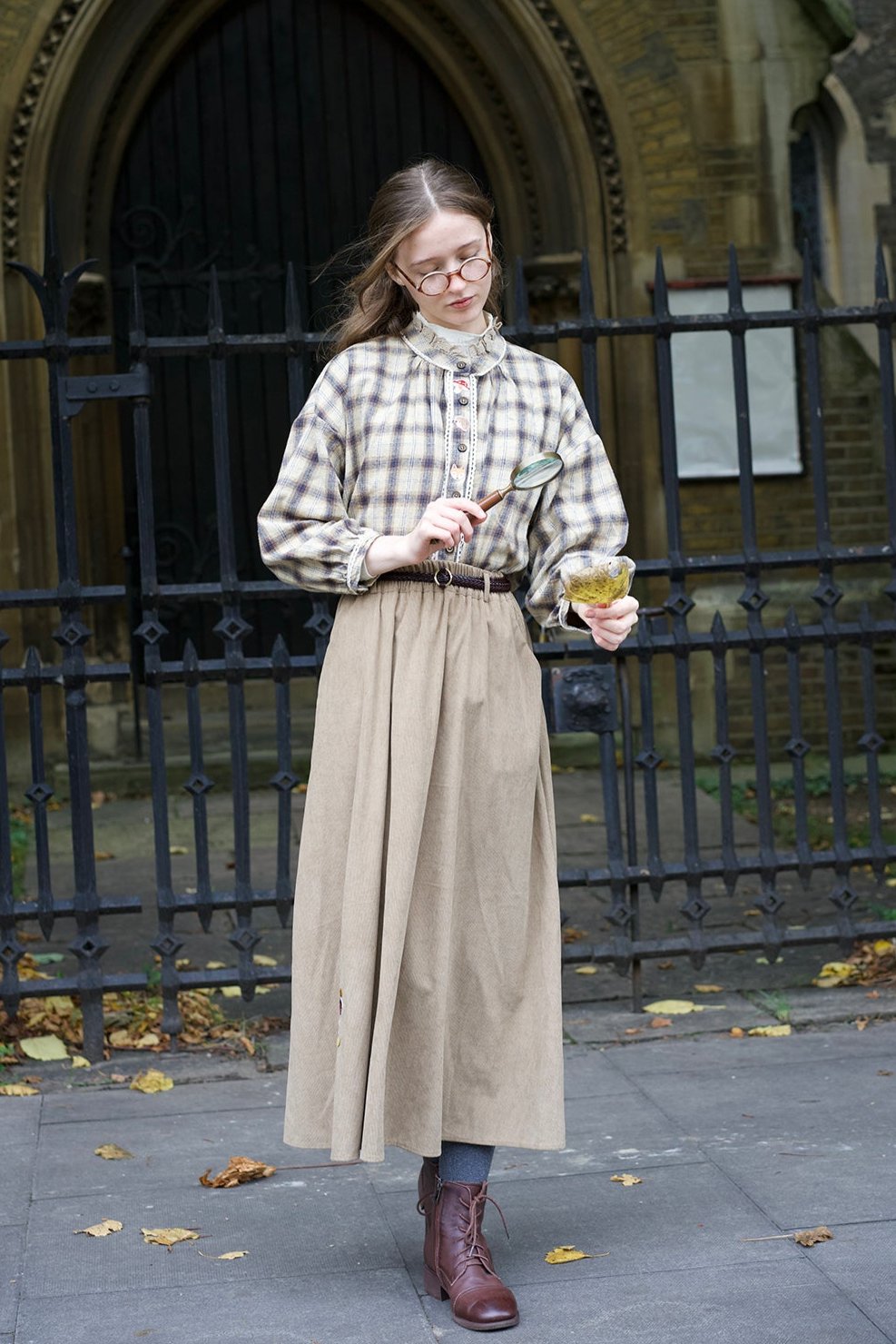 Curious Squirrel Corduroy Skirt (Caramel Latte)