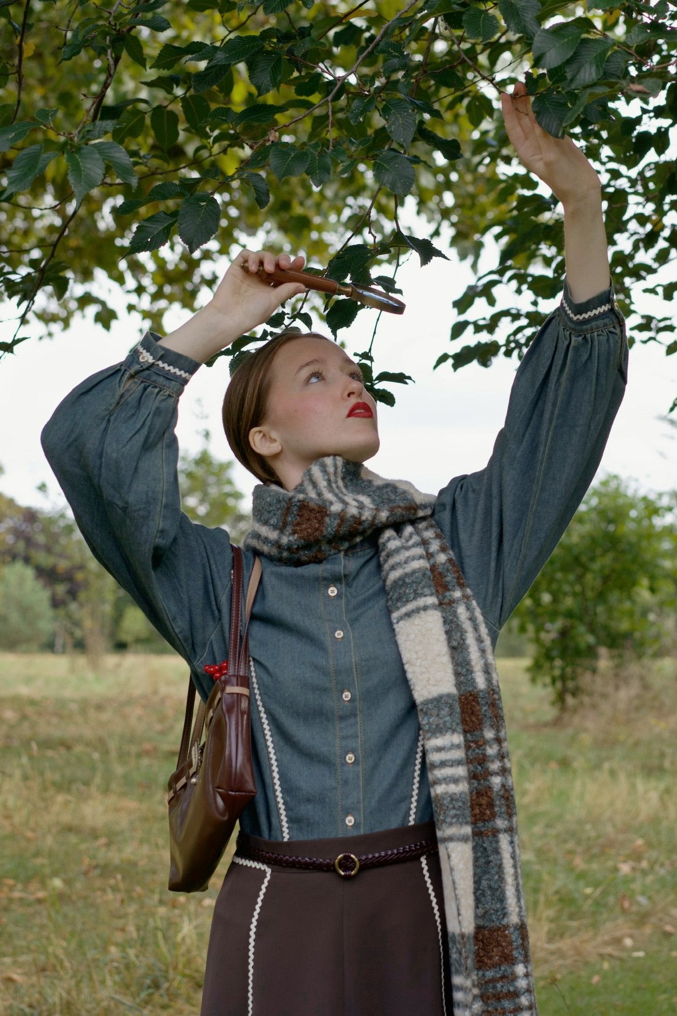 Woodland Friends Tartan Scarf (Whimsical Mushroom)