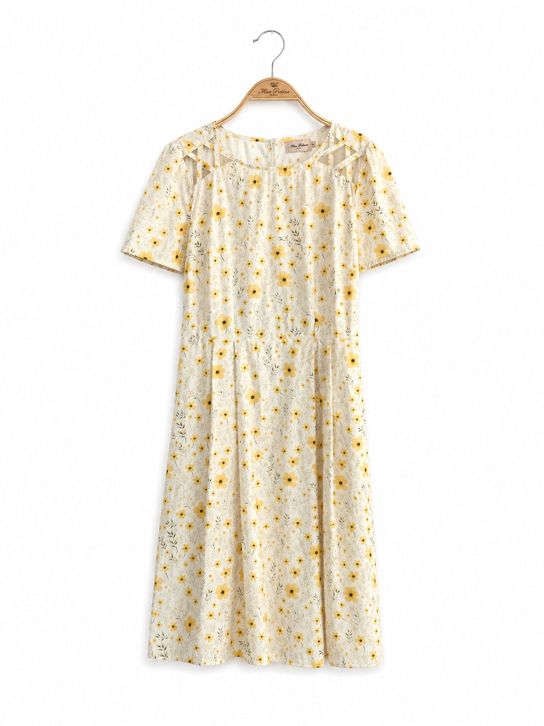 Yellow Floral Tie-Shoulder Dress