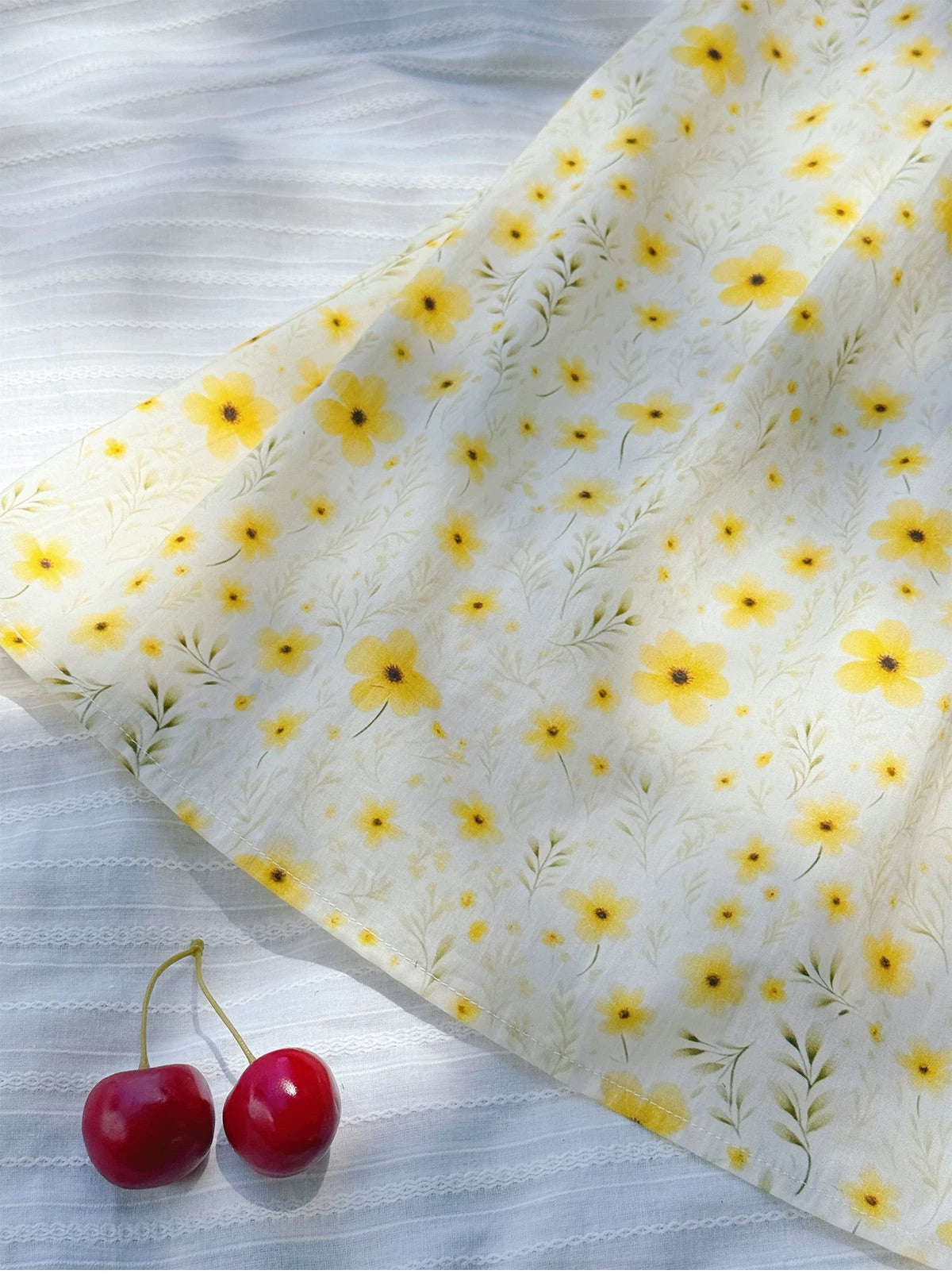 Yellow Floral Tie-Shoulder Dress