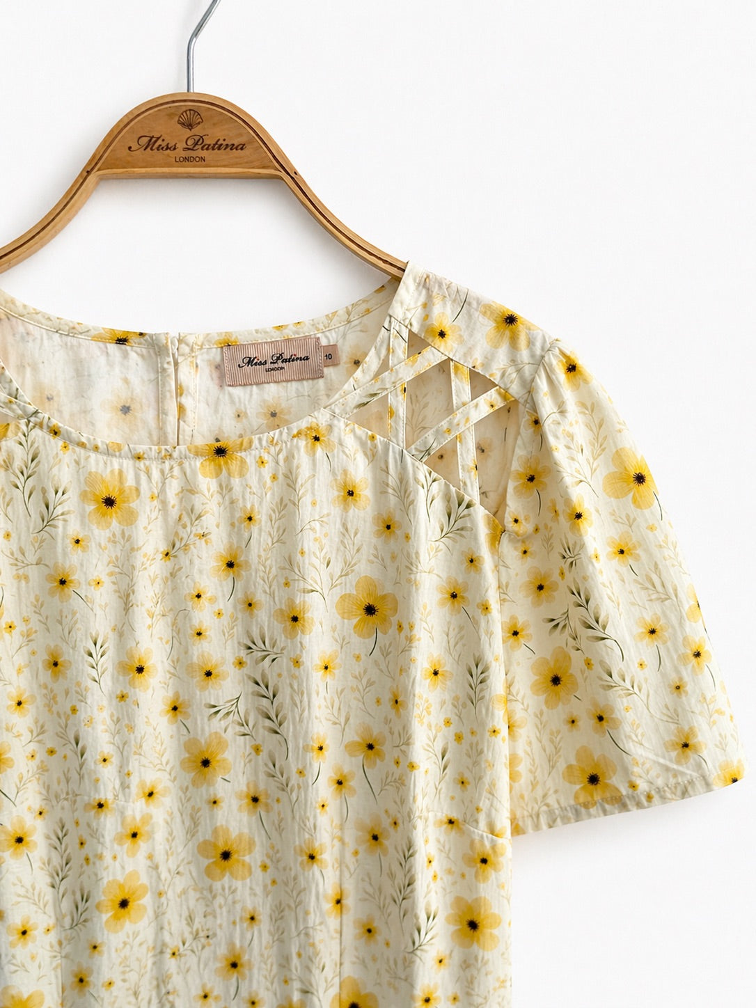 Yellow Floral Tie-Shoulder Dress