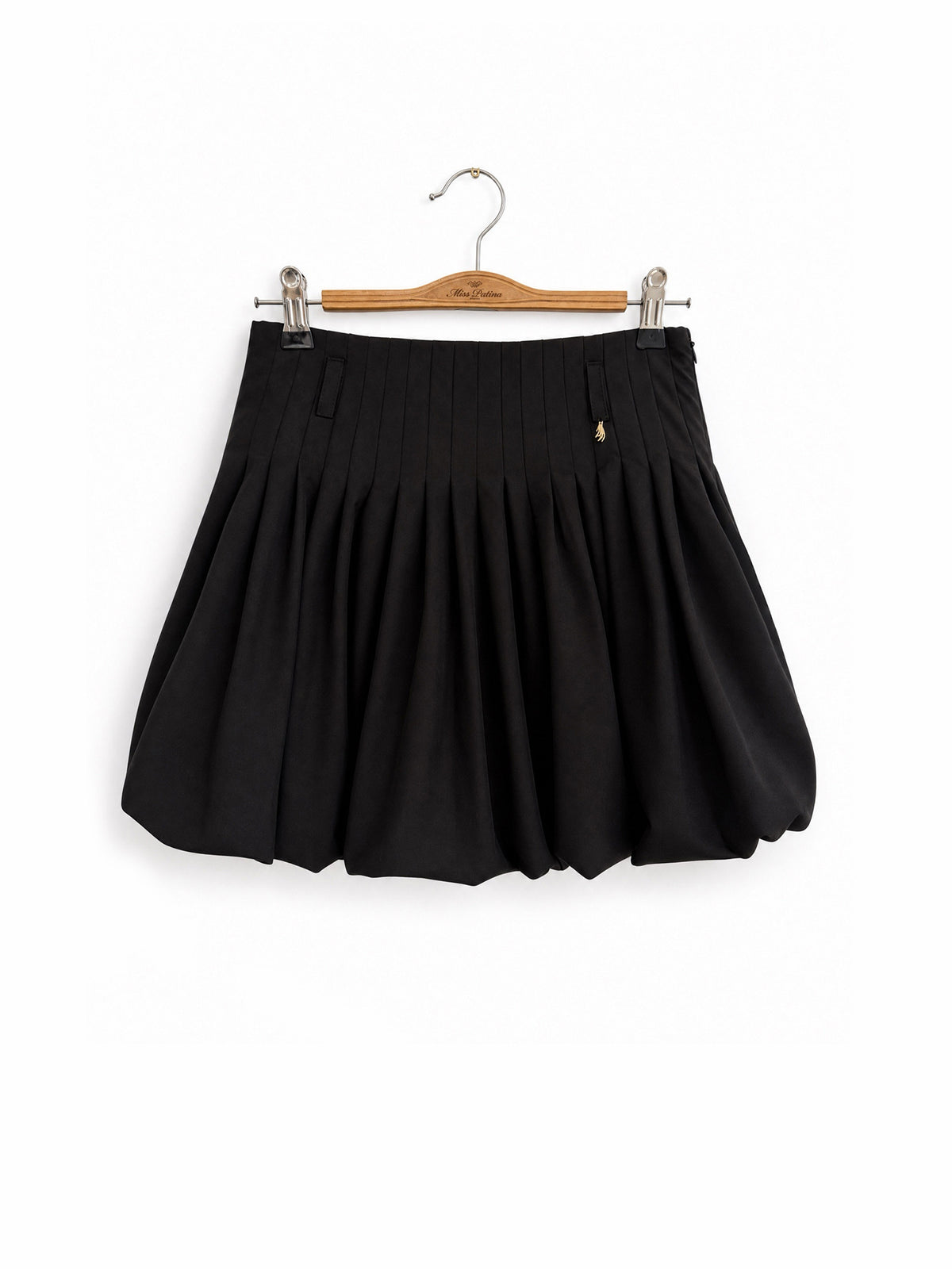 Wednesday Pleated Bubble Mini Skirt (Black)