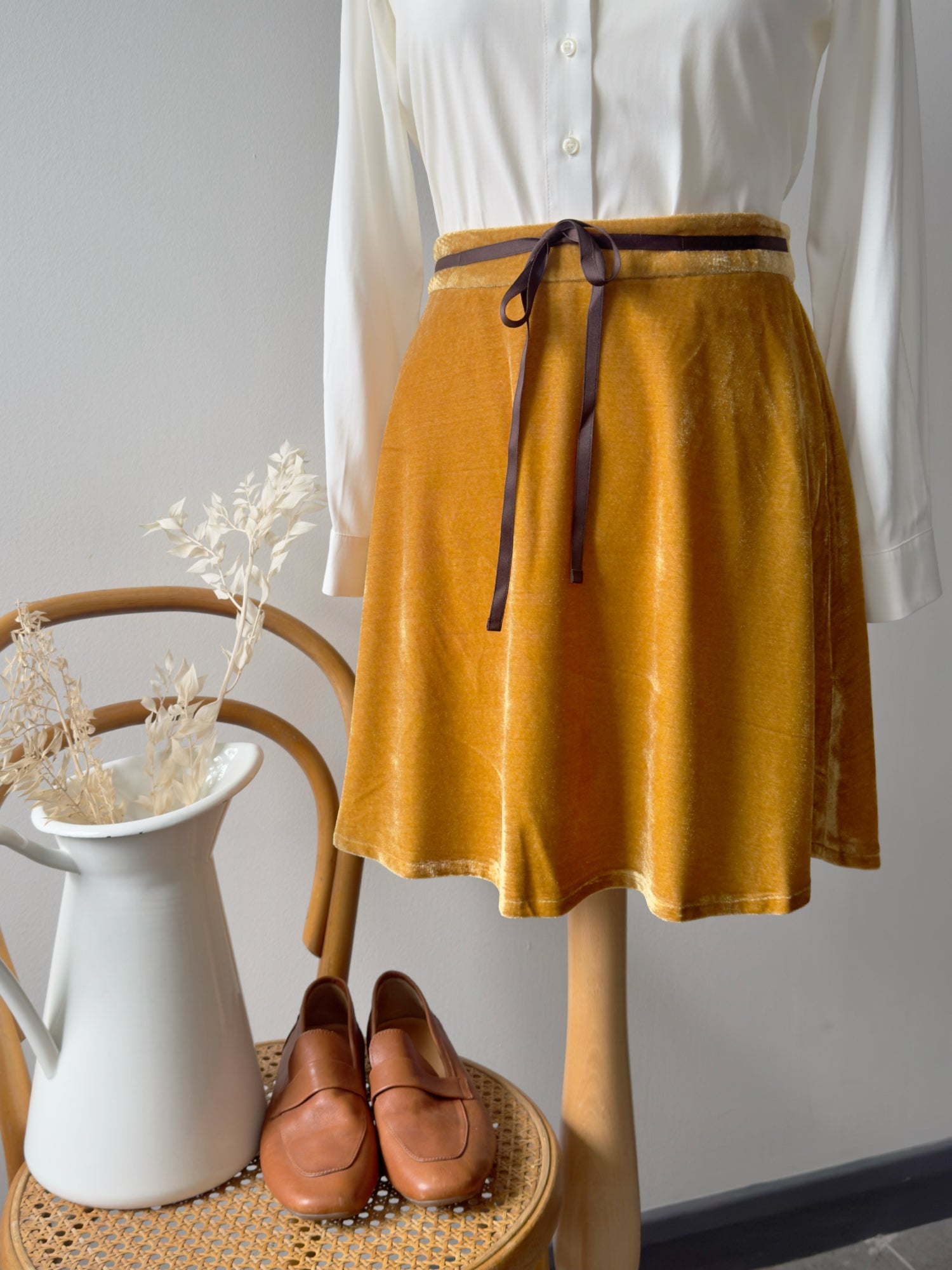 Velvet Dream Skirt (Mustard)